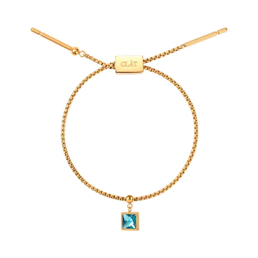 Box Chain Aquamarine Bracelet