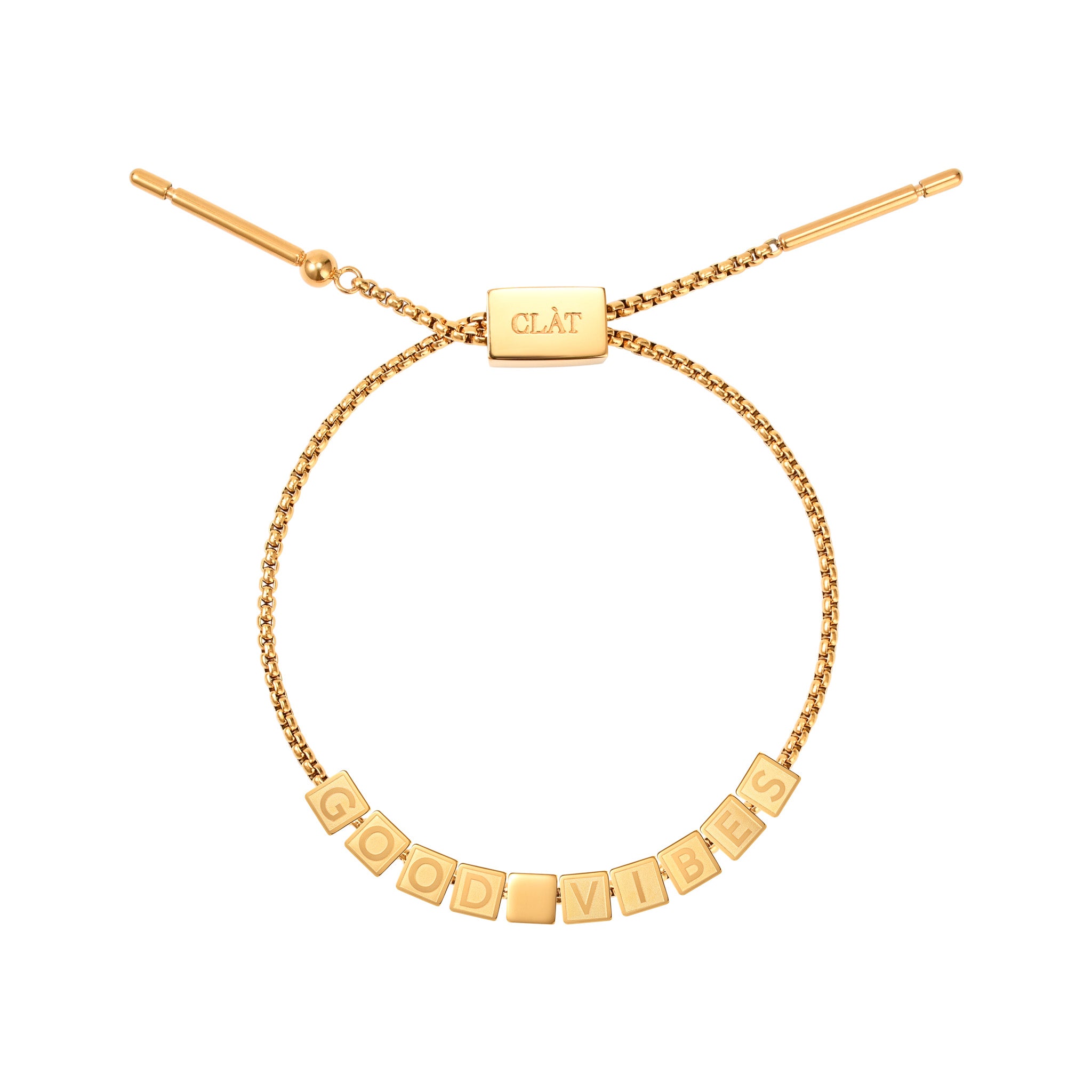 "Good Vibes" Cube Letter Box Chain Bracelet