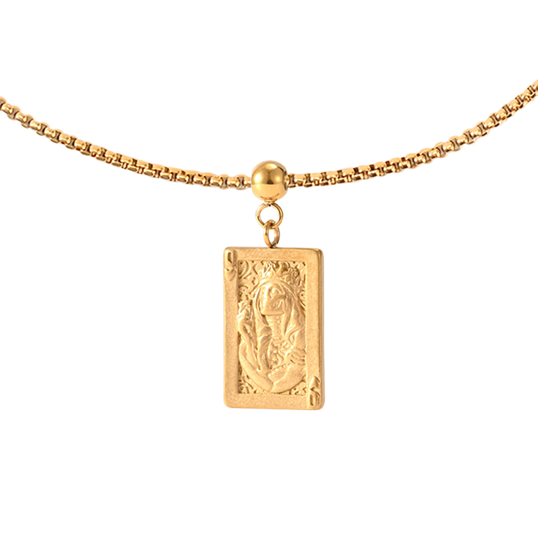 Skeleton Queen Card Box Chain Necklace