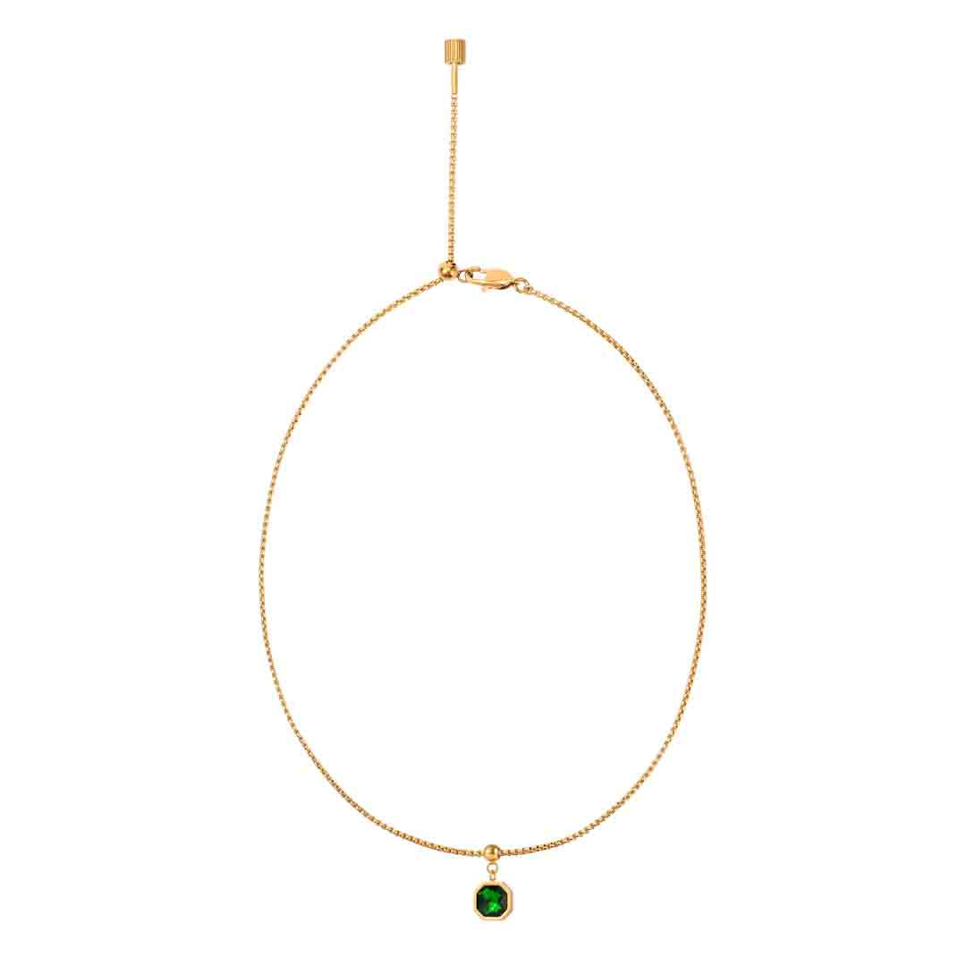 Box Chain Emerald Necklace