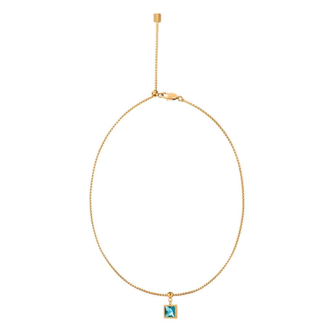 Box Chain Aquamarine Necklace