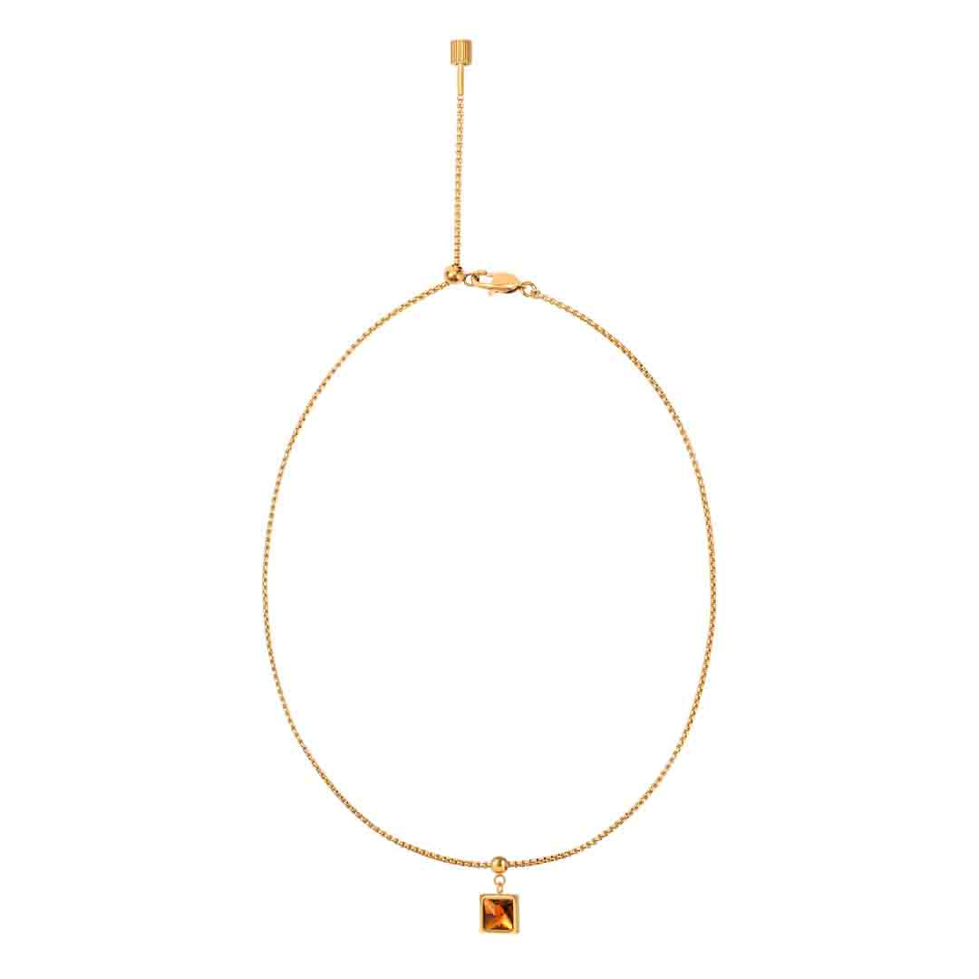 Box Chain Citrine Necklace