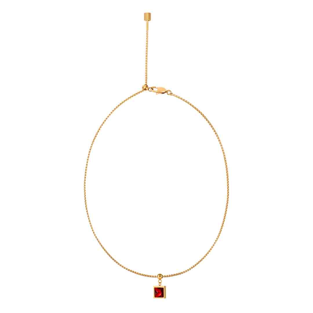 Box Chain Garnet Necklace