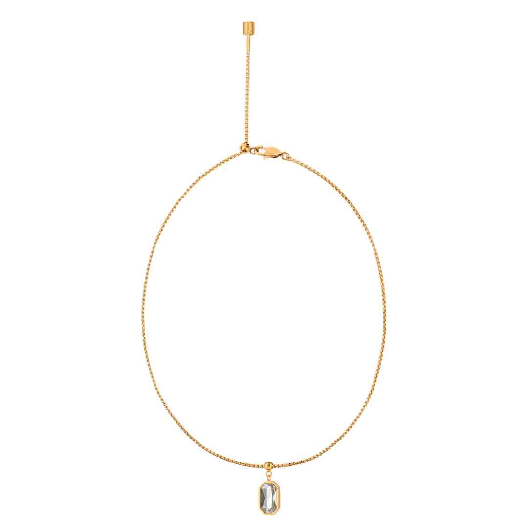 Box Chain Clear Quartz Necklace