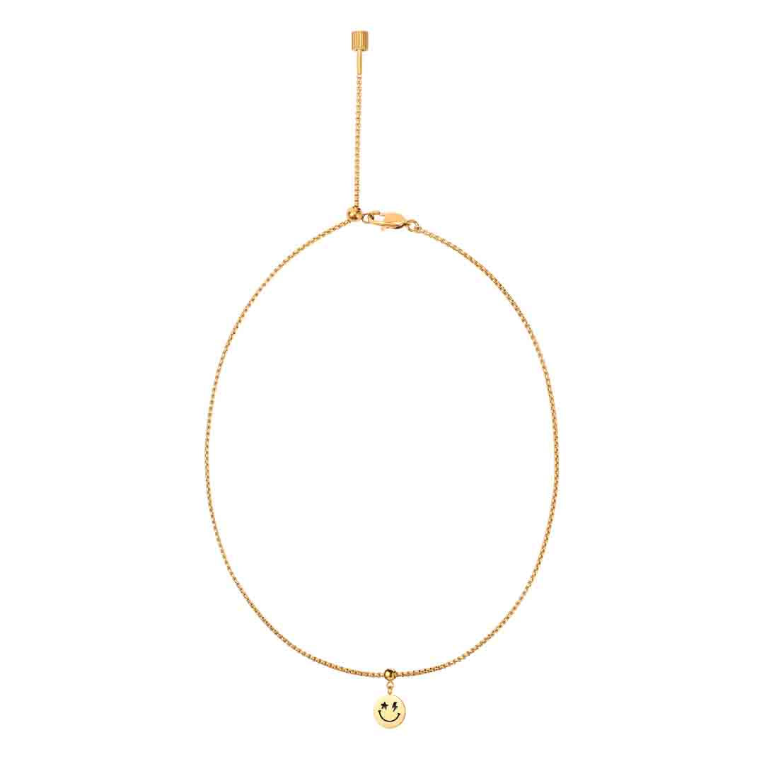 Box Chain Smiley Face Necklace