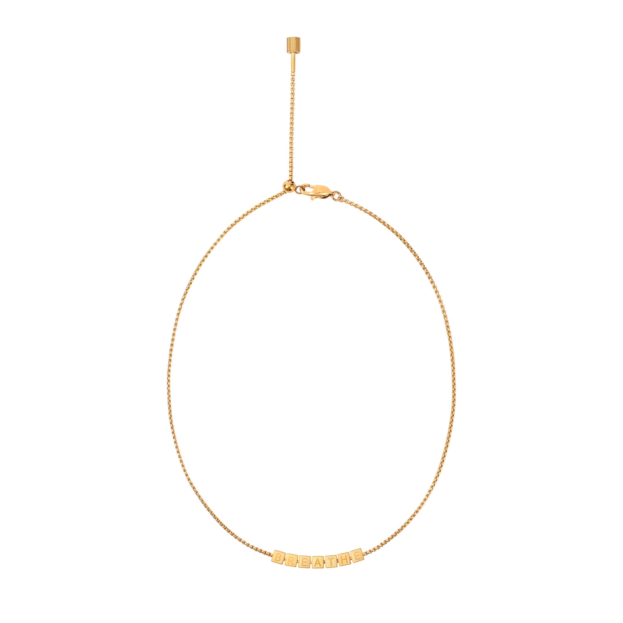 "Breathe" Cube Letter Box Chain Necklace