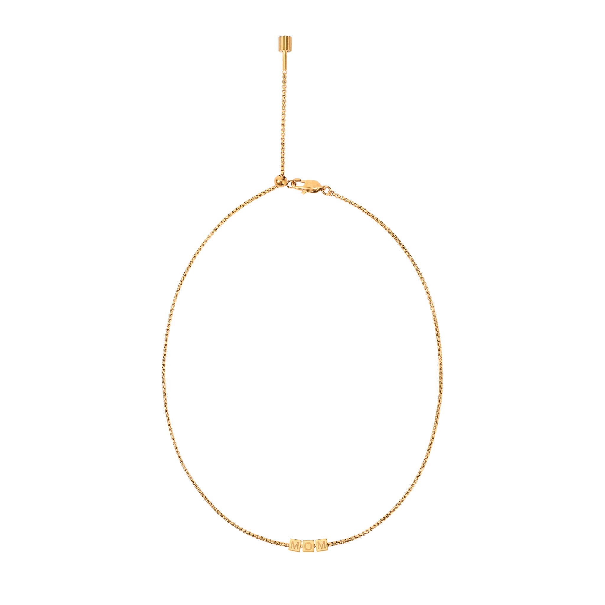"Mom" Cube Letter Box Chain Necklace