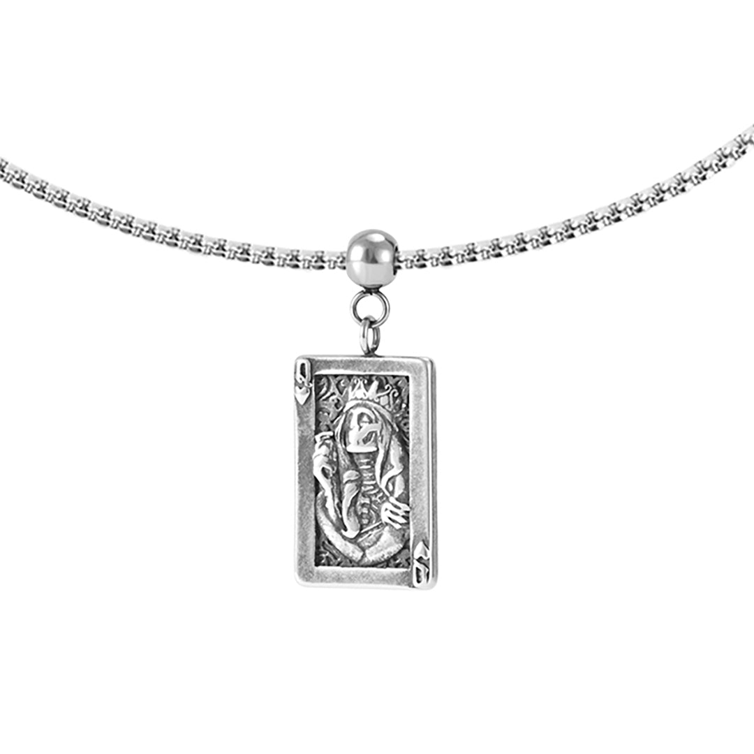 Skeleton Queen Card Box Chain Necklace