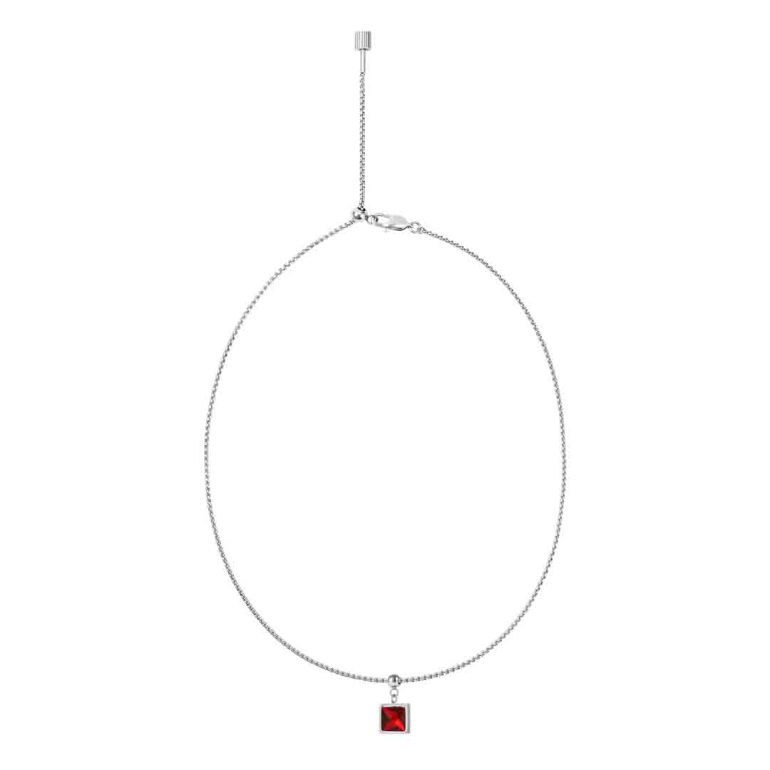 Box Chain Garnet Necklace