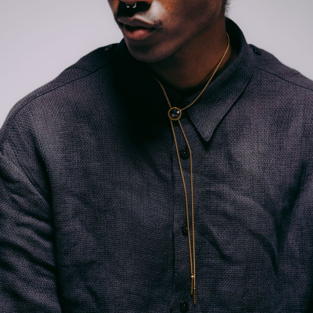 Box Chain Onyx Bolo Necktie