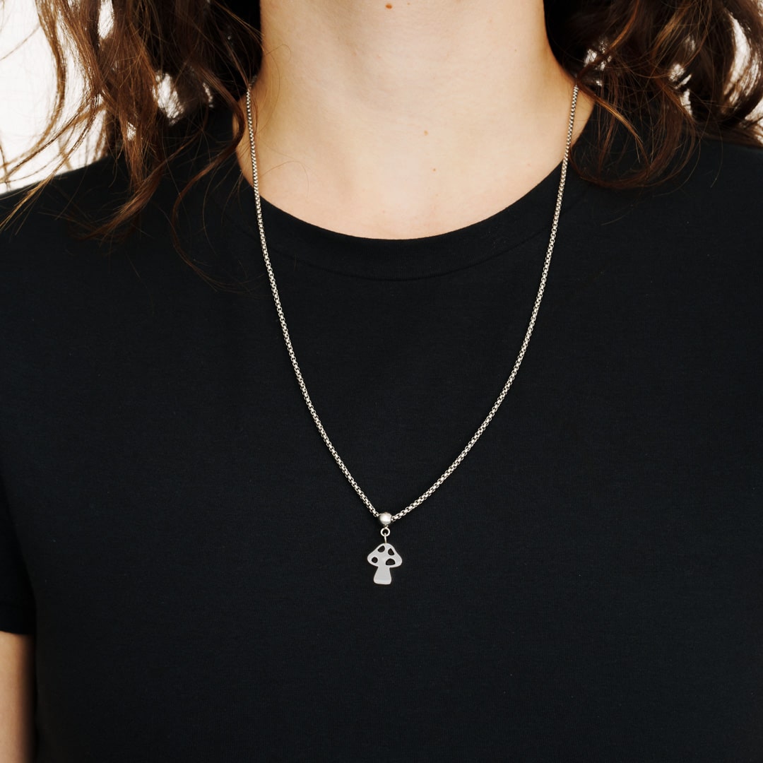 Box Chain Mushroom Necklace
