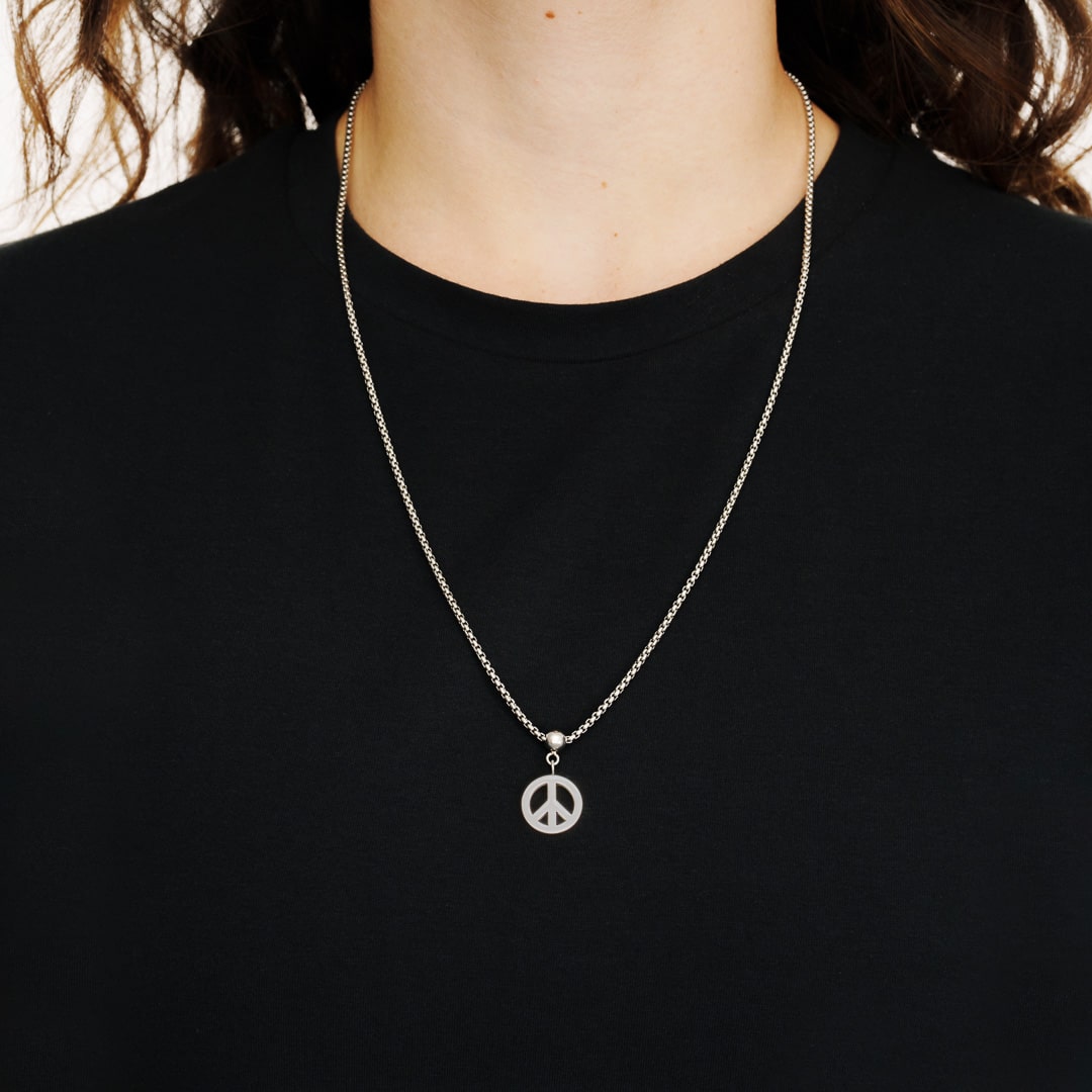 Box Chain Peace Necklace