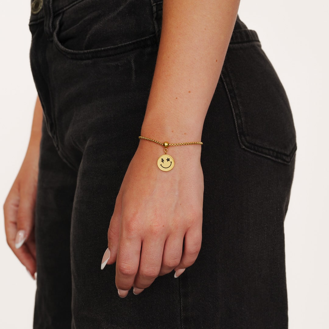 Box Chain Smiley Face Bracelet