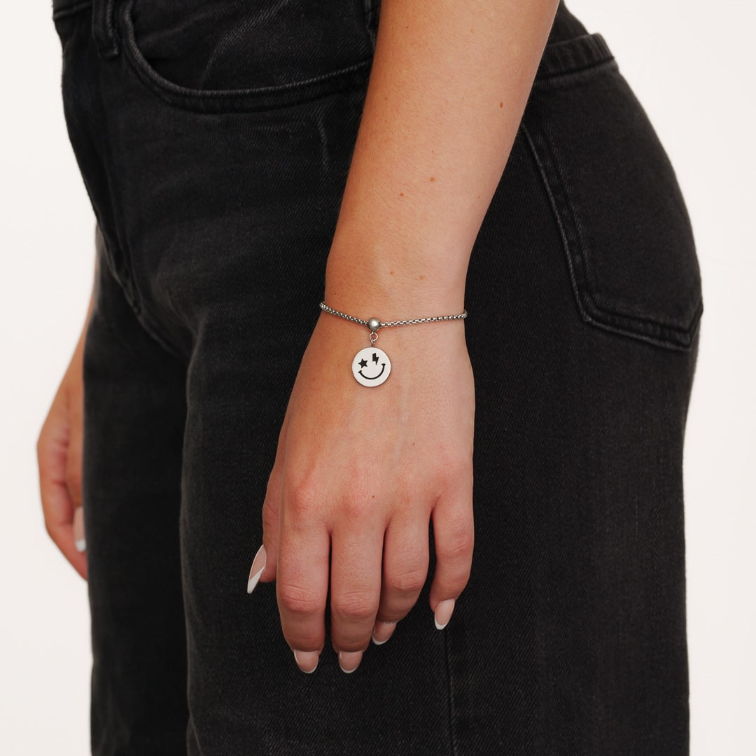Box Chain Smiley Face Bracelet