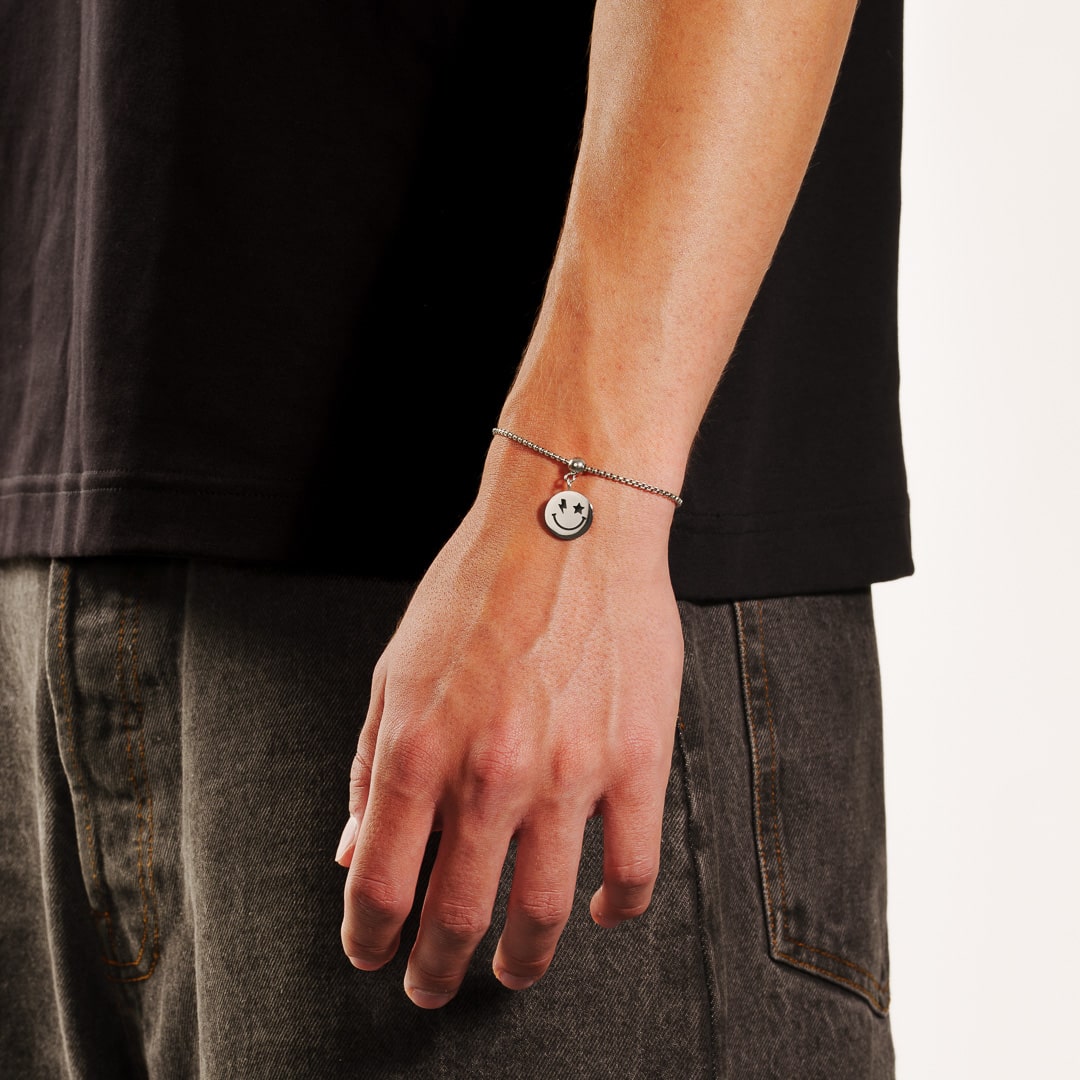 Box Chain Smiley Face Bracelet