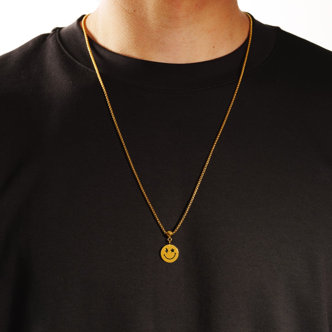 Box Chain Smiley Face Necklace