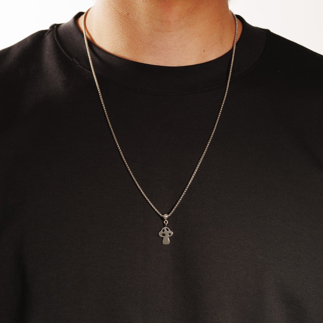 Box Chain Mushroom Necklace