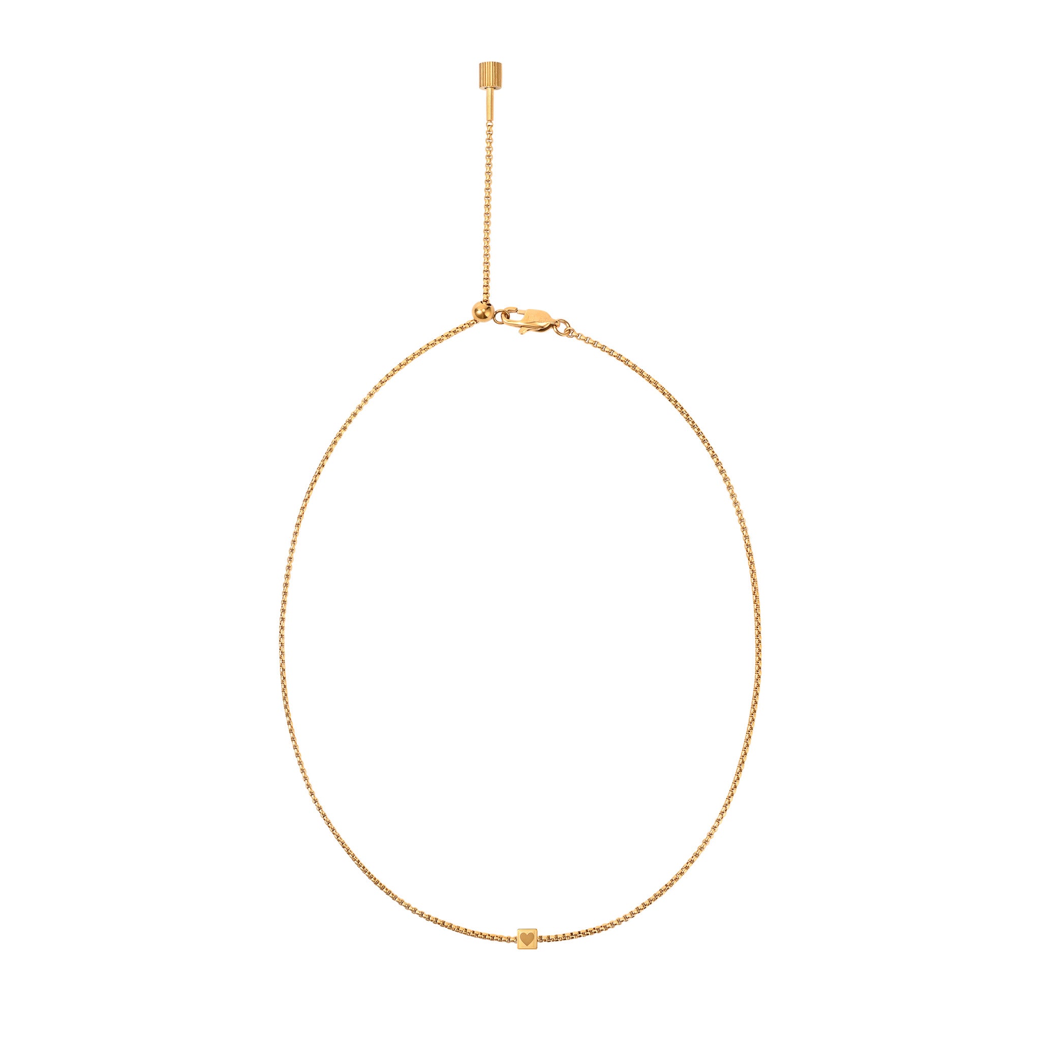 Cube Heart Slider Chain Necklace