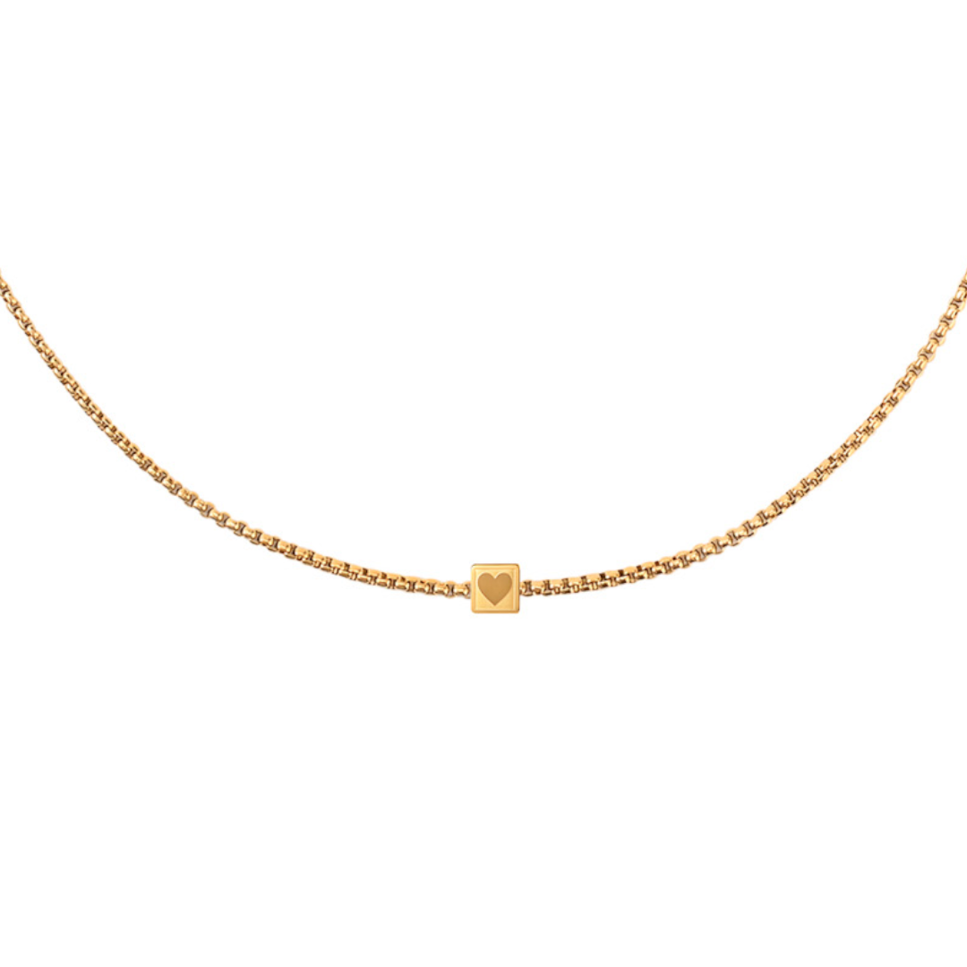 Cube Heart Slider Chain Necklace