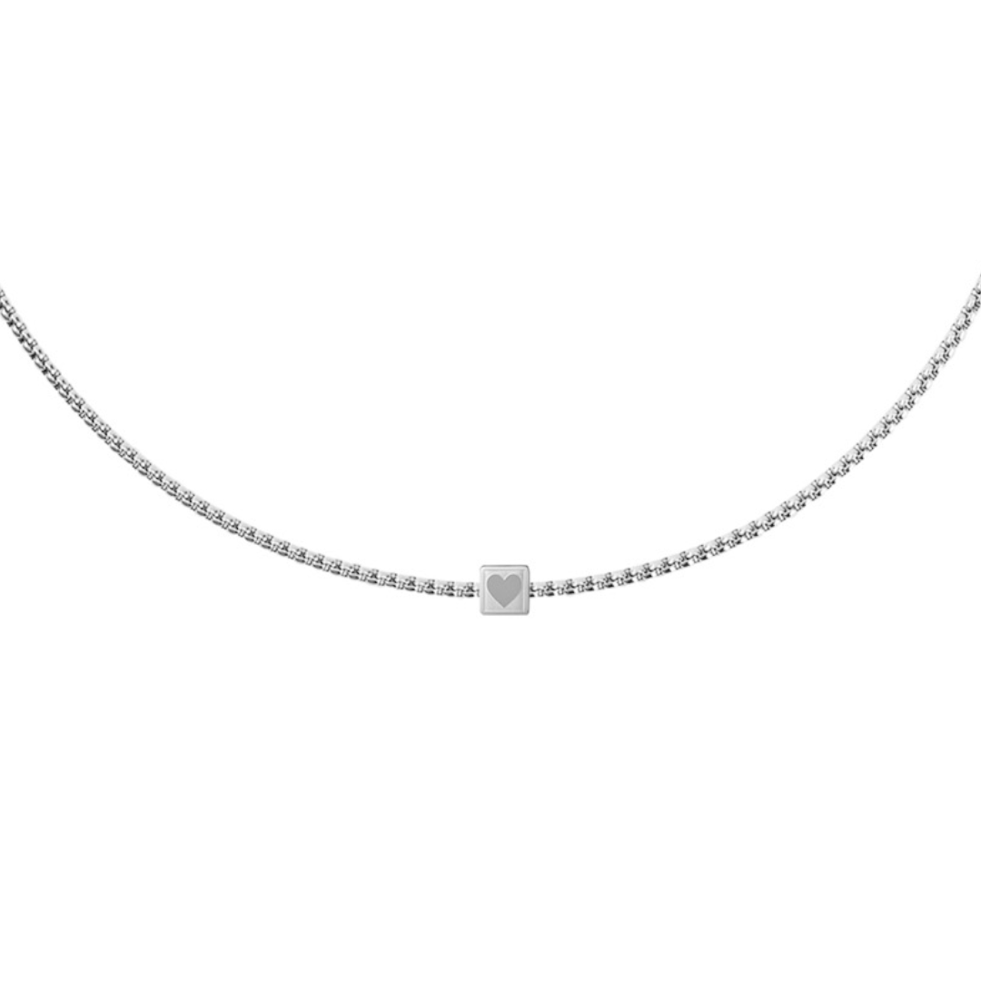 Cube Heart Slider Chain Necklace