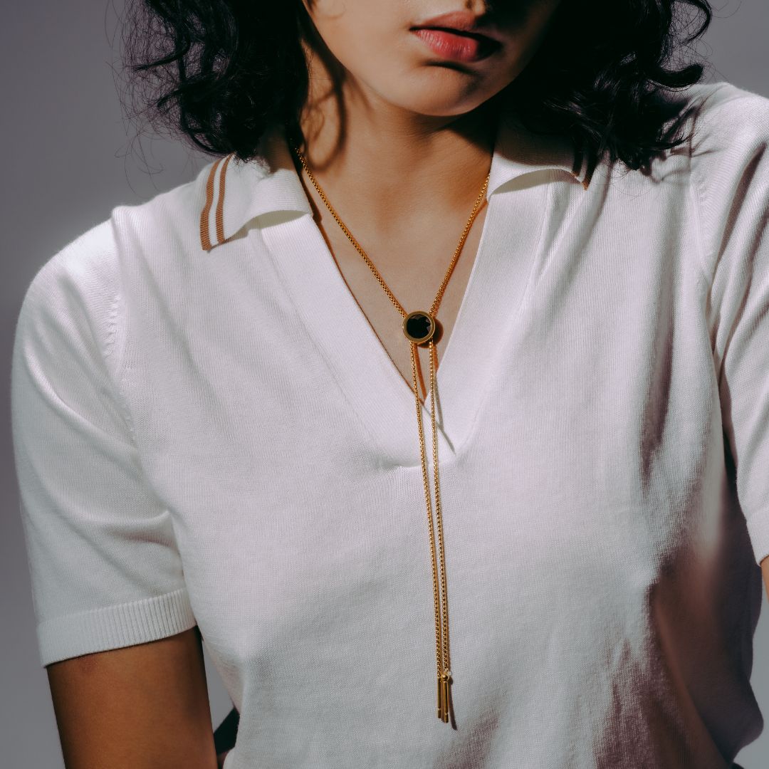 Box Chain Onyx Bolo Necktie