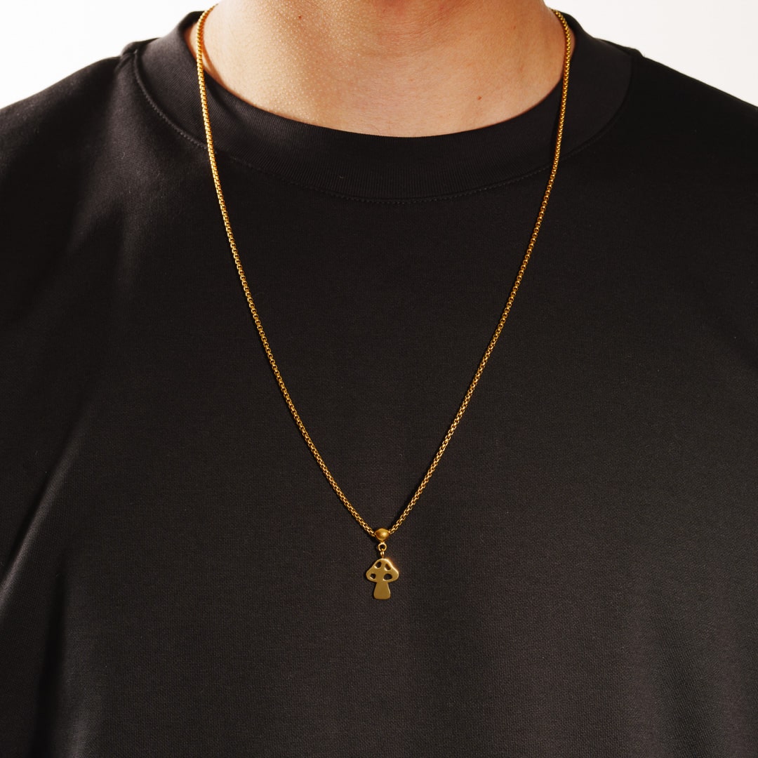 Box Chain Mushroom Necklace